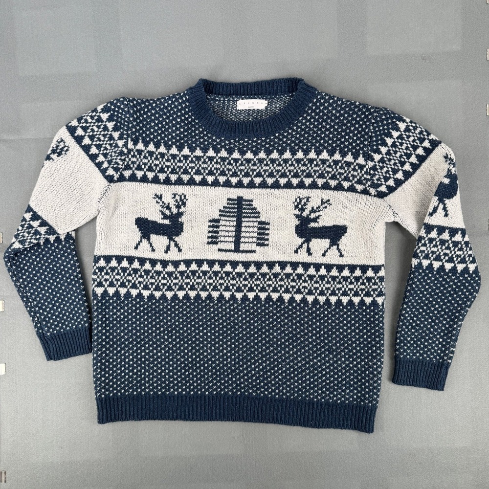 Exlura Sweater Reindeer Fair Isle Womens Sz L Gorpcore Cabin Winter Ski Chalet